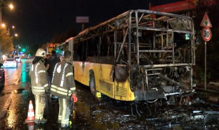 (Geniş haber)-Başakşehir’de İETT otobüsü alev alev yandı 