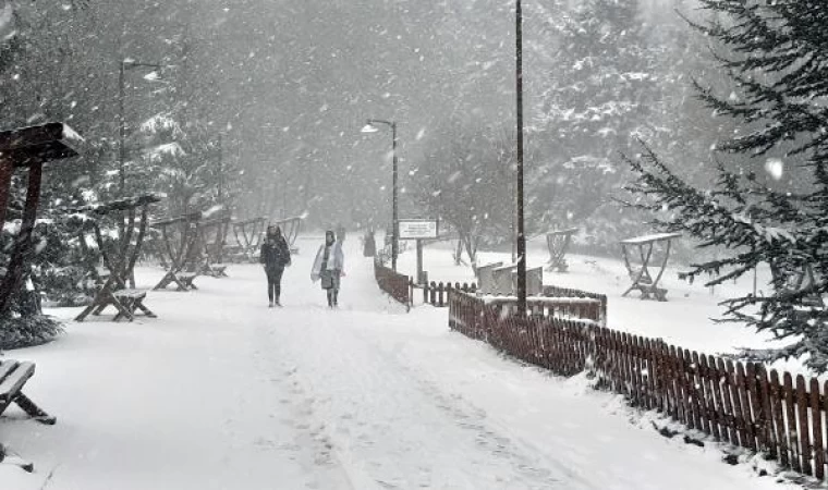 Gölcük ve Abant parklarında kar yağışı