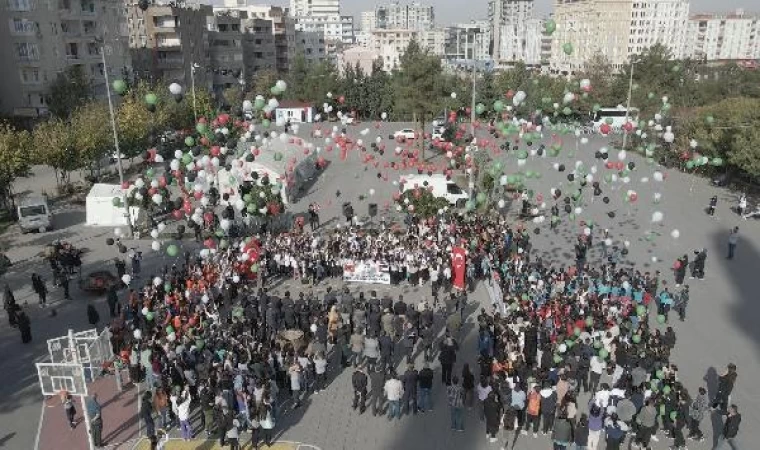 İsrail saldırılarında hayatını kaybeden Filistinli çocuklar için gökyüzüne balon bıraktılar