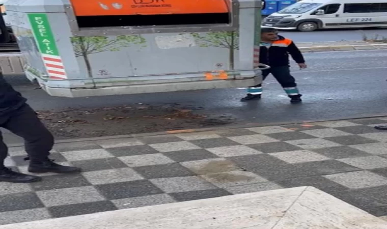 Kadıköy’de iki gün kaldığı çöp konteynerinden vinçle çıkarıldı