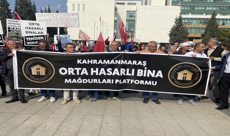 Kahramanmaraşta orta hasarlı bina sakinlerinden basın açıklaması