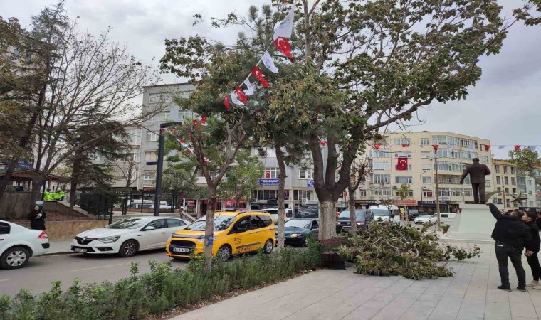 Keşanda şiddetli rüzgar nedeniyle ağaçların dalları kırıldı