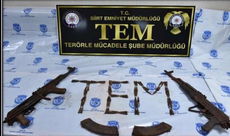 Siirtte terör operasyonunda toprağa gömülü silah ve fişekler ele geçirildi