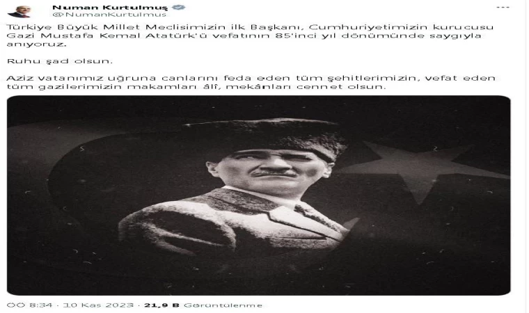 TBMM Başkanı Kurtulmuş, Atatürk’ü andı