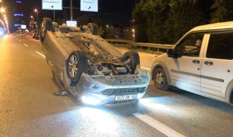 Ümraniye ’de takla atan otomobilden burnu bile kanamadan çıkan sürücü: Kapışma ve makas yok