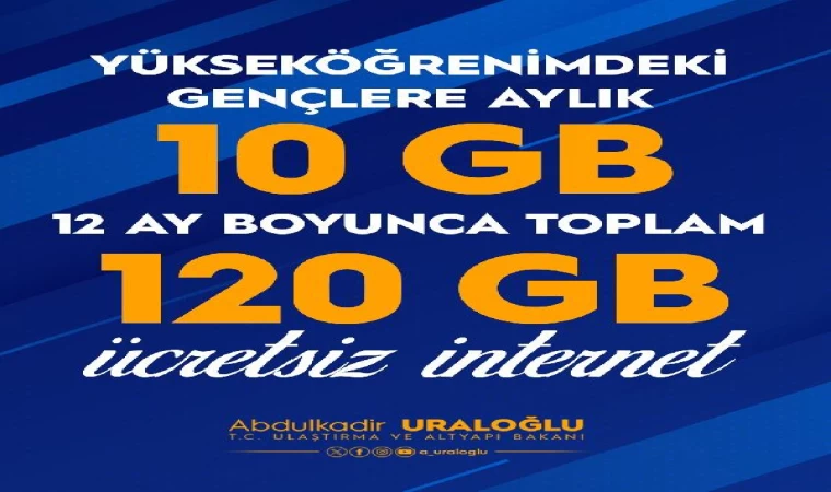 Uraloğlu: Üniversite öğrencilerine aylık 10 GB internet imkanı sunuyoruz