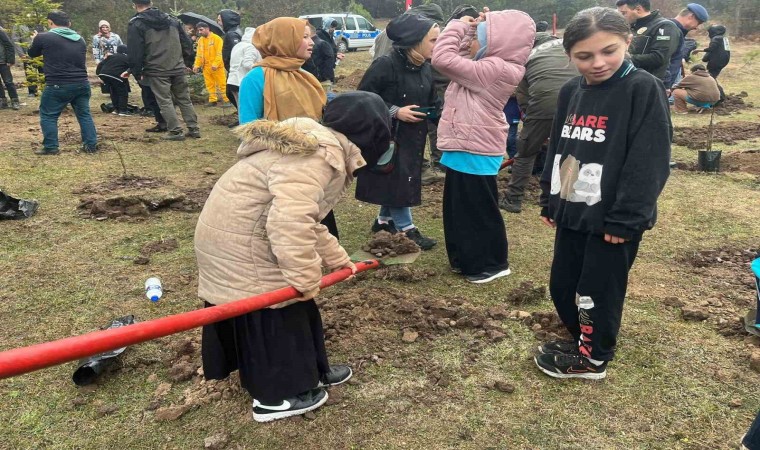 Yağmura aldırış etmediler, Cumhuriyetin 100. yılı için fidan diktiler