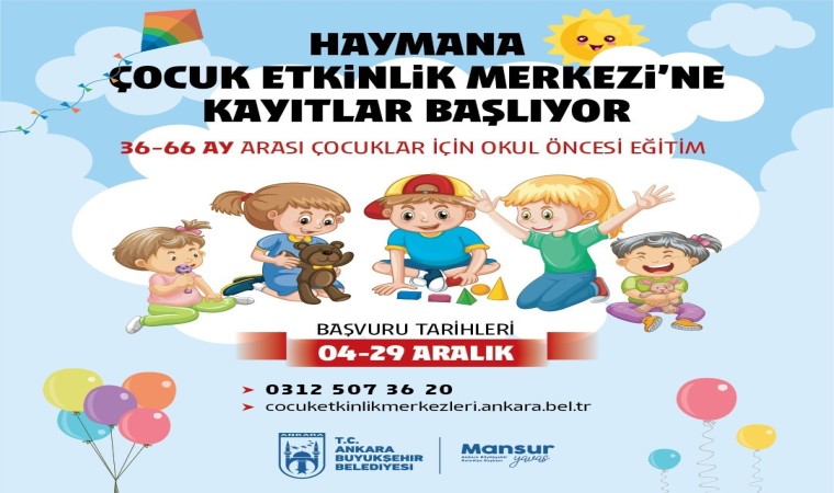 ABBnin Haymana Çocuk Etkinlik Merkezi için başvurular başladı