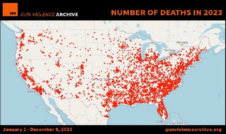 ABD’de 2023’de 40 binden fazla kişi silahlı saldırılarda hayatını kaybetti