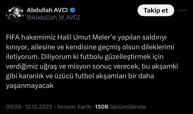 Abdullah Avcıdan, Halil Umut Melere destek mesajı