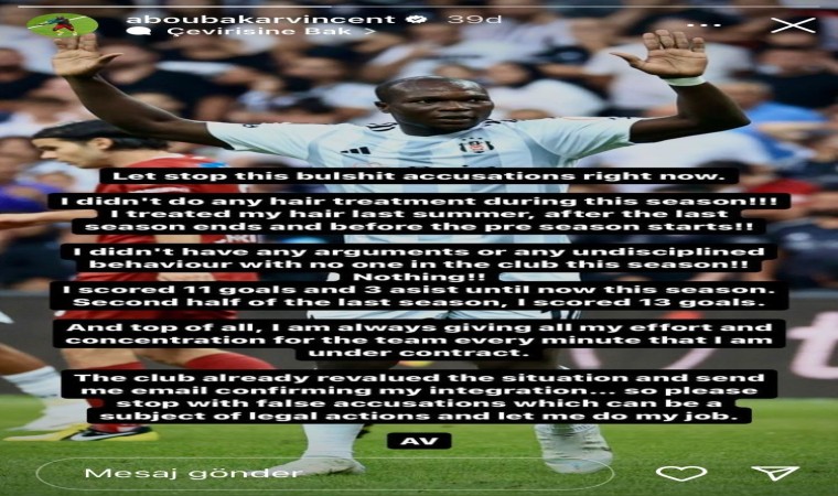 Aboubakar: Asılsız suçlamalardan vazgeçin, işimi yapmama izin verim