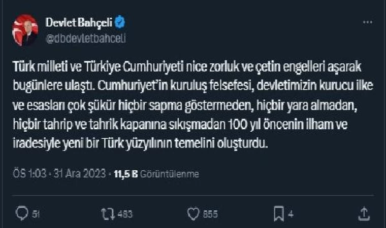 Bahçeli: Türk sporunu kirli amaçlarına alet etmek isteyenlerin karşılarında sapasağlam duracağız