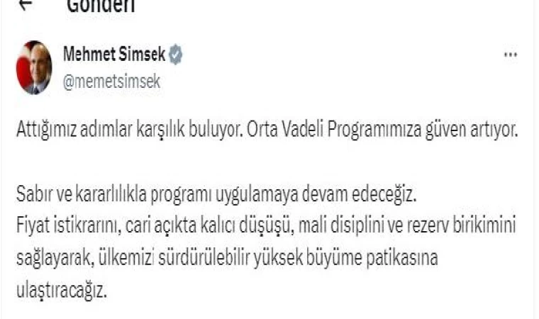 Bakan Şimşek: Ülkemizi sürdürülebilir yüksek büyüme politikasına ulaştıracağız