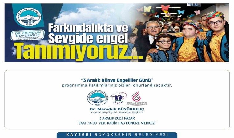 Büyükşehir belediyesinden 3 Aralık Dünya Engelliler Günü programı