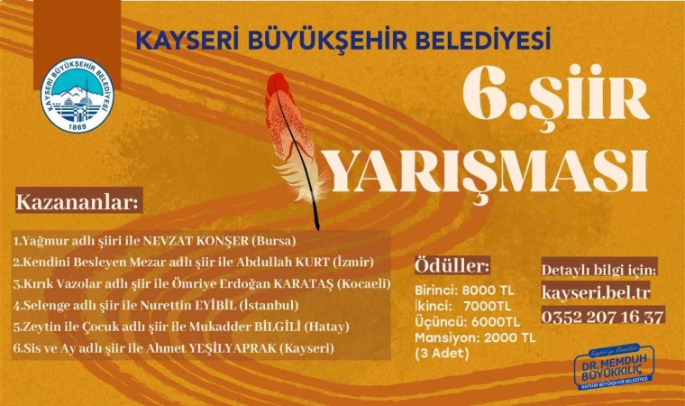 Büyükşehirin 6ncı şiir yarışmasında kazananlar belli oldu