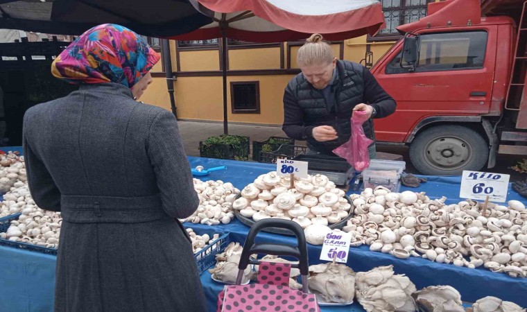 Çeşit çeşit mantarlar pazar tezgâhını beyaza bürüdü