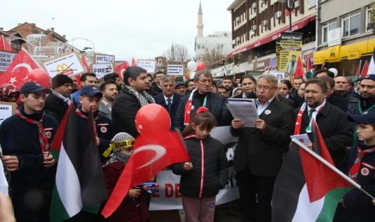 Edirne’de, Filistin’e destek yürüyüşü düzenlendi