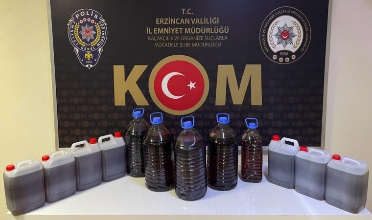 Erzincanda 80 litre sahte alkol ele geçirildi