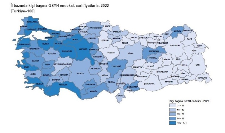 Eskişehirde 2022 yılı GSYH 11 bin 62 dolar oldu