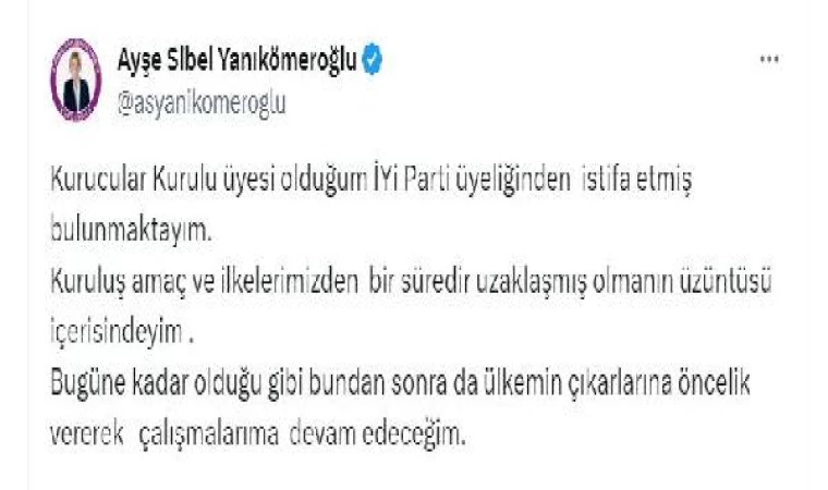 İYİ Partili Yanıkömeroğlu, partisinden istifa etti