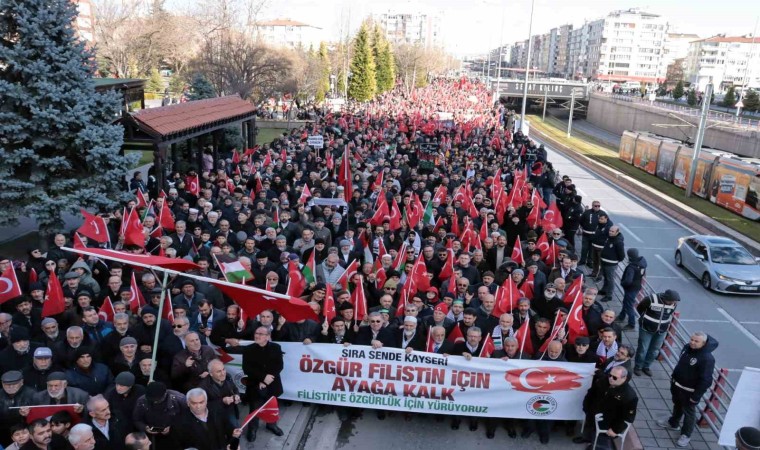 Kayseride binlerce kişi Filistine özgürlük için yürüdü