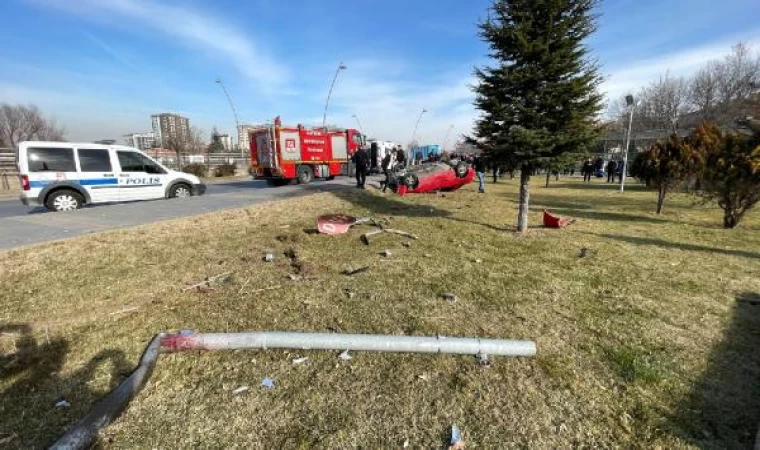 Kayseri’de takla atan otomobil, alev aldı: 2 yaralı