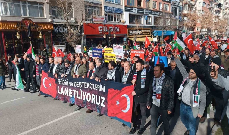 Kütahyada şehitleri anma ve Filistine destek yürüyüşü