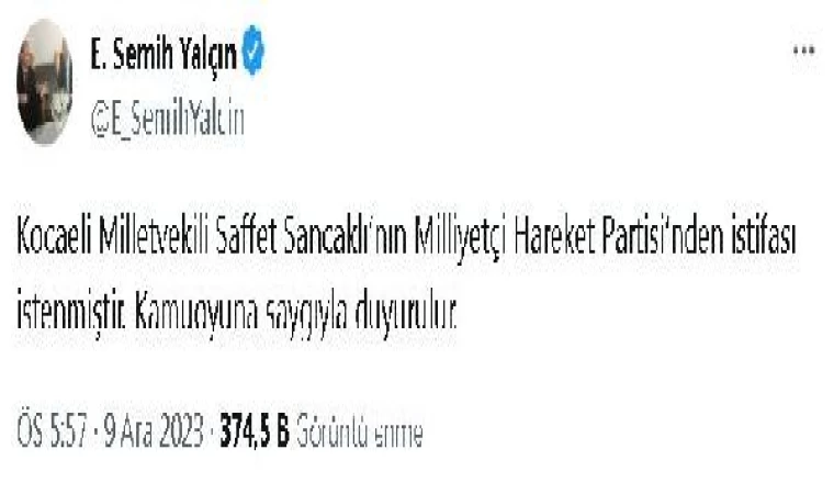 MHP’de Saffet Sancaklı’nın istifası istendi