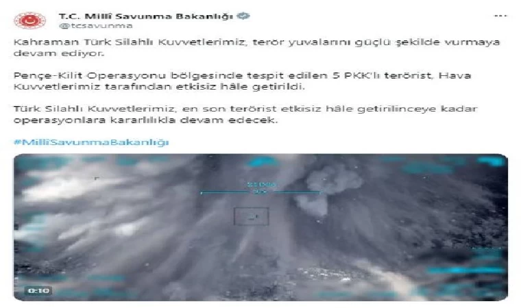 MSB: 5 PKK’lı terörist etkisiz hale getirildi