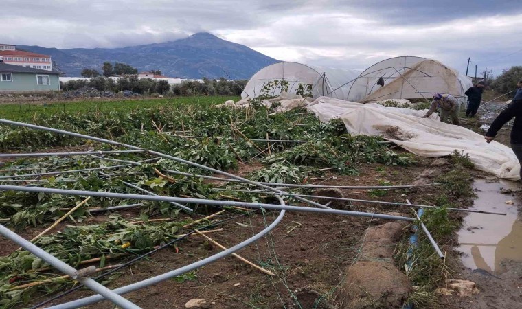 Samandağda çıkan hortum seraları yerle bir etti