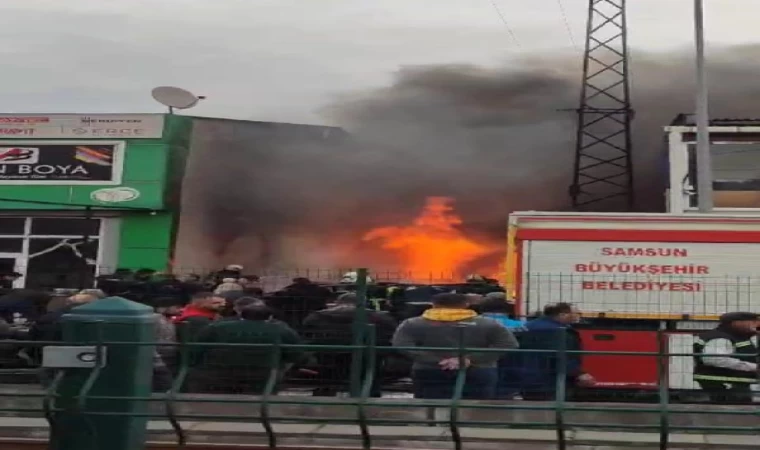 Samsun’da lastik kaplama dükkanında yangın / Ek fotoğraf