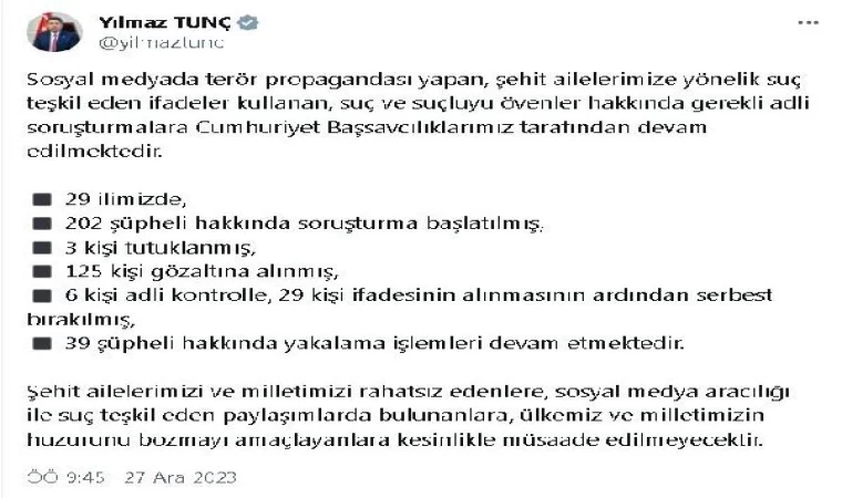 Sosyal medyada terör propagandası yapan 3 şüpheli tutuklandı