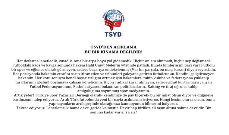 TSYD, Halil Umut Melere yapılan saldırıyı kınadı