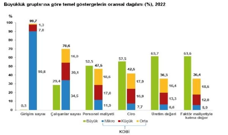 TÜİK: 2022’de toplam girişimlerin yüzde 99,7’si KOBİ