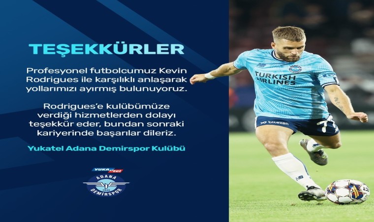 Y. Adana Demirsporda Kevin Rodrigues ile yollar ayrıldı