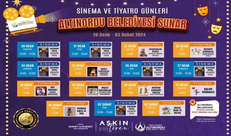 Altınorduda çocuklar için ara tatilde sinema günleri başlıyor