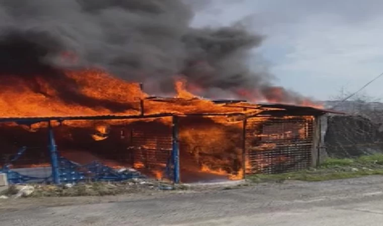 Arnavutköy’de askı üretimi yapılan iş yerinde yangın