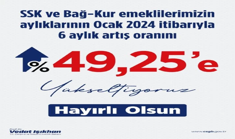 Bakan Işıkhan: SSK ve Bağ-Kur emeklilerinin 6 aylık artış oranını yüzde 49,25’e yükseltiyoruz