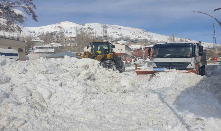 Başkalede kamyonlarla kar taşınıyor