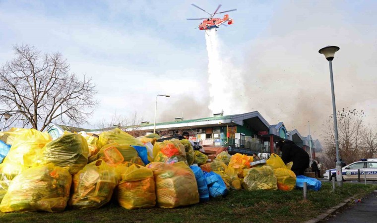 Belgraddaki AVM yangınına 3 helikopterle müdahale