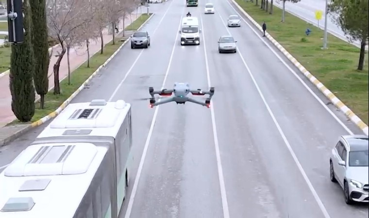 Denizlide dron ile havadan trafik denetimleri sürüyor