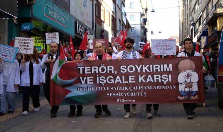 Giresunda teröre ve İsrail soykırımına karşı hekimlerden sessiz yürüyüş