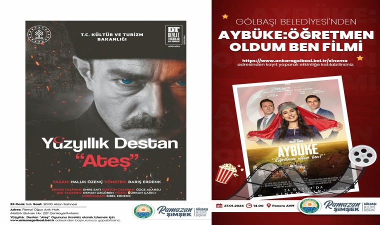 Gölbaşı Belediyesinden ücretsiz sinema ve tiyatro etkinlikleri