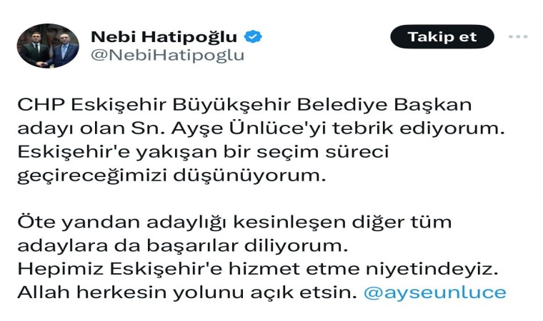 Hatipoğlu rakibini herkesten önce kutladı