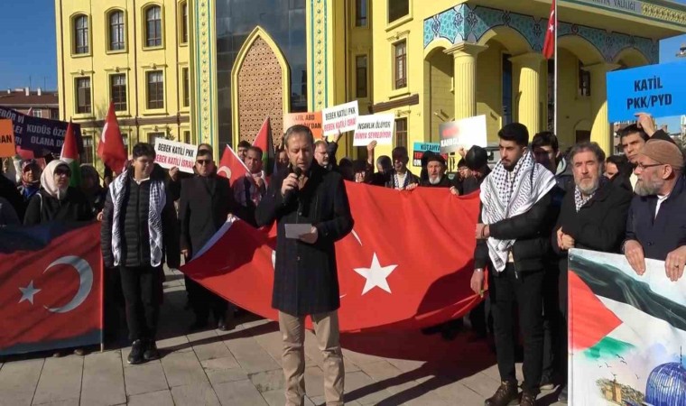 Kütahyada terör örgütü PKK, İsrail ve ABD protesto edildi