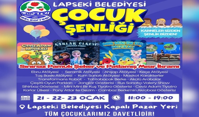 Lapseki Belediyesi, yarıyıl tatilinde çocuk şenliğiyle minikleri sevindirecek