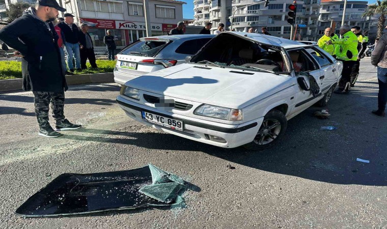 Milasta takla atan otomobilin sürücüsü yaralandı