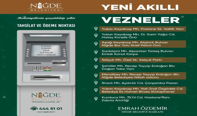 Niğdede akıllı vezne sayısı 10a çıktı