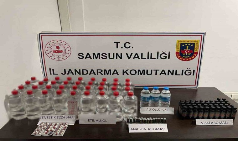 Samsunda jandarma tarafından sahte içki ele geçirildi