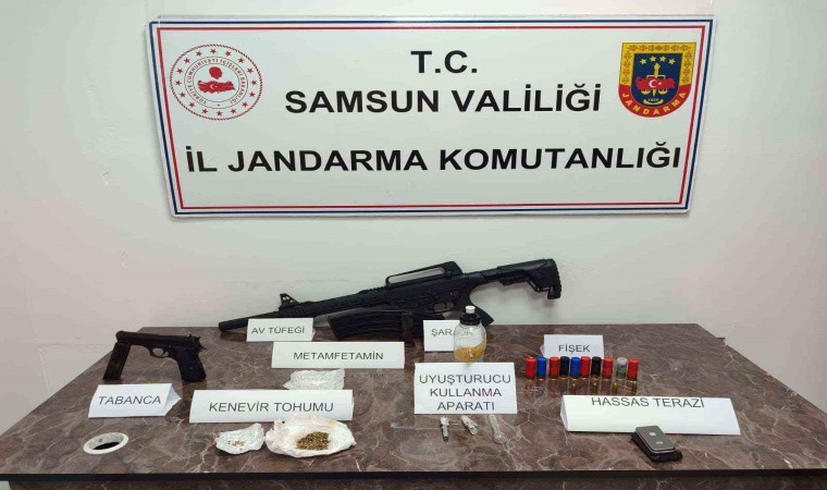 Samsunda jandarmadan operasyon: Uyuşturucu ve silah ele geçirildi